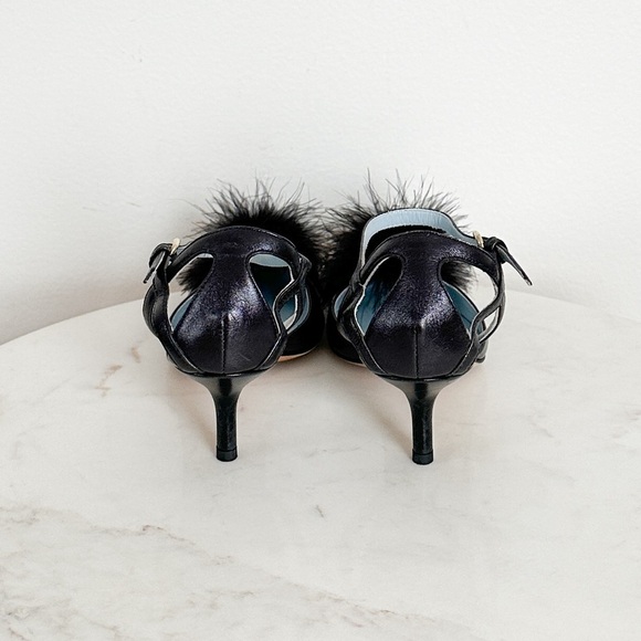 NEW Frances Valentine Willow Mink Fluffy Pom Pom Heels Size 5 - Picture 4 of 6